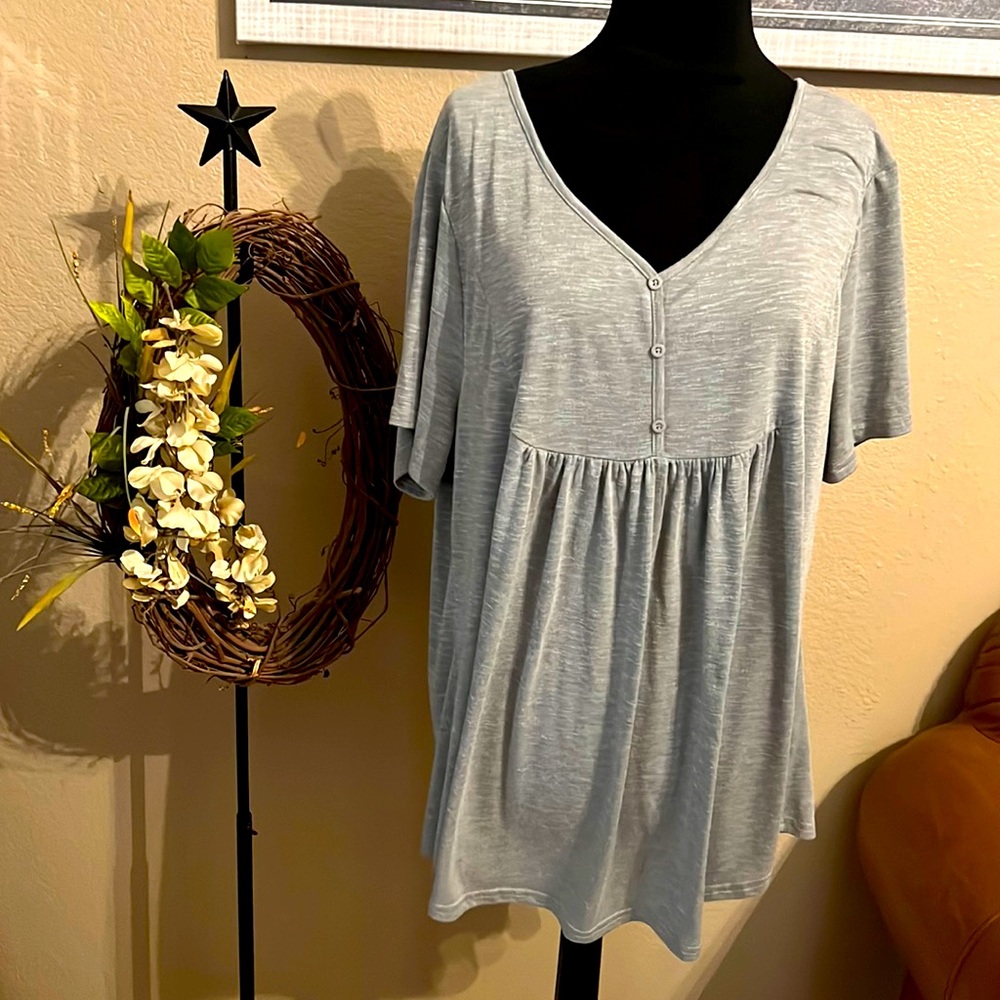 Grey smocked t-shirt